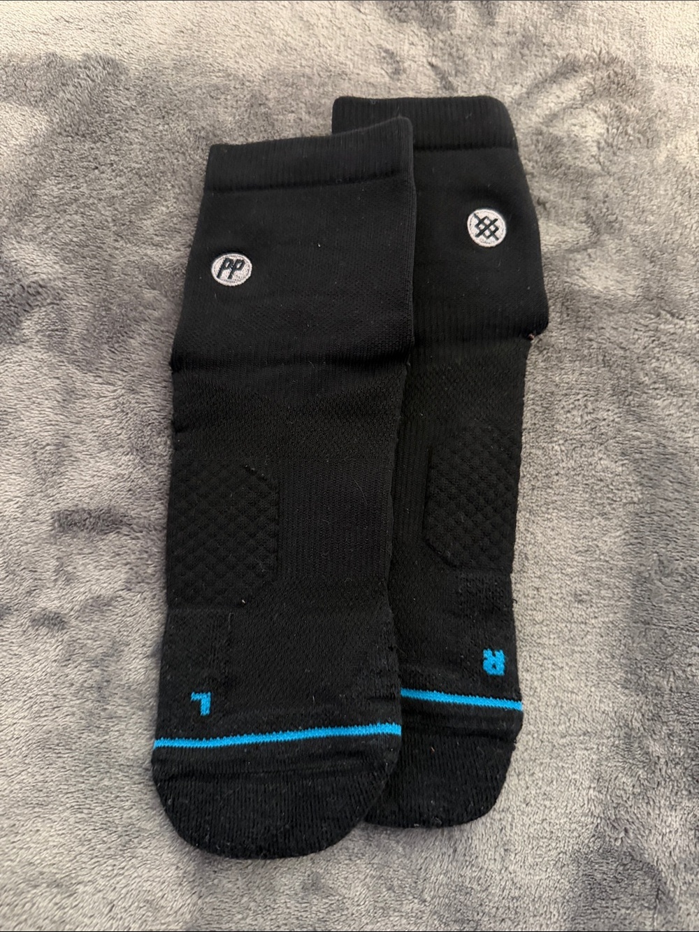 Stance Black Crew Athletic Socks with Blue Stripe